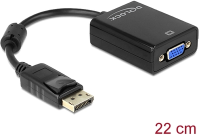 Delock Adapter DisplayPort 1.2 Stecker > VGA Buchse schwarz ca. 12cm Delock 61848