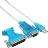 USB zu Seriell Adapterkabel, USB Stecker A an 9 PIN Stecker, 1,8m, mit 9-25 pol Adapter