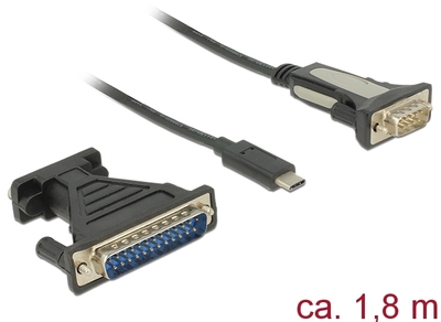Delock Adapter USB Type-C™ auf 1 x Seriell DB9 RS-232 + Adapter DB25 1,8m Delock 62904