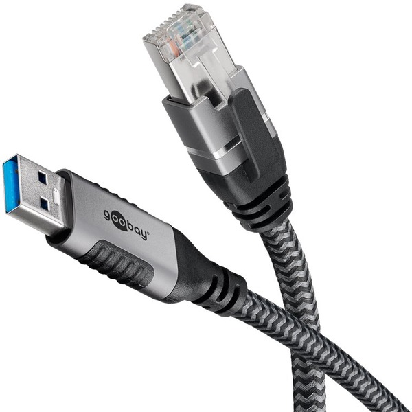 USB 3.0 zu RJ45 Netzwerkkabel, USB 3.0 A Stecker auf RJ45 Stecker, 5 Gbit/s, 10m Goobay 70694