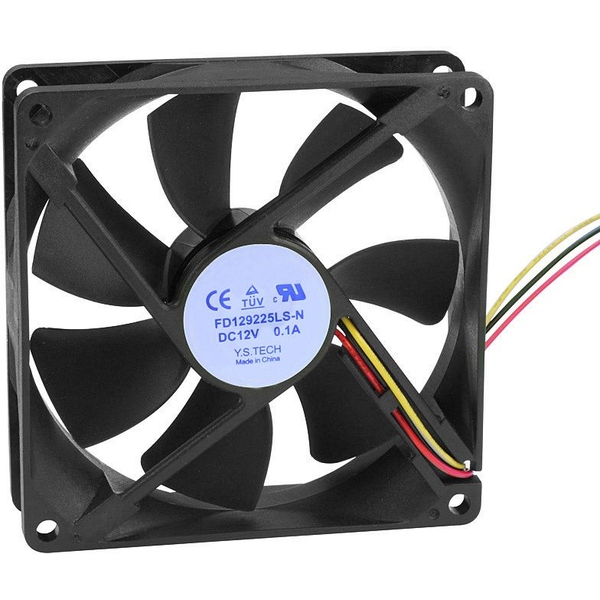 Lüfter 92mm, 92x92x25mm, 3-pol Anschluss, 1800 U/min, 12 Volt, Gleitlager Y.S.Tech FD129225LL-N(1A3H)