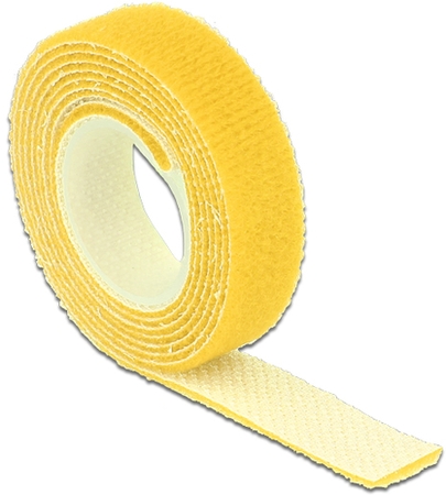 Klett-Kabelbinder, 1m x 13mm, gelb, auf Rolle Delock 18733