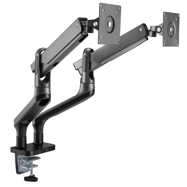 Vollbeweglicher Tischhalter mit Federsystem & 2 USB-Anschlüssen für 2x Flachbildschirme my Wall HL 22-2
