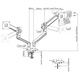 2 Arm Monitorhalter mit Gasdruckfedern Abmessungen