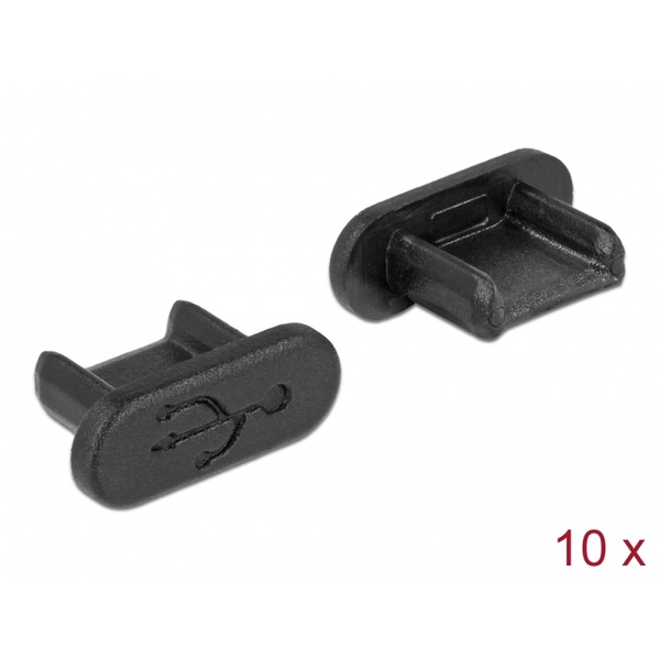 Staubschutz für USB 2.0 Micro-B Buchse ohne Griff 10 Stück schwarz Delock 64007