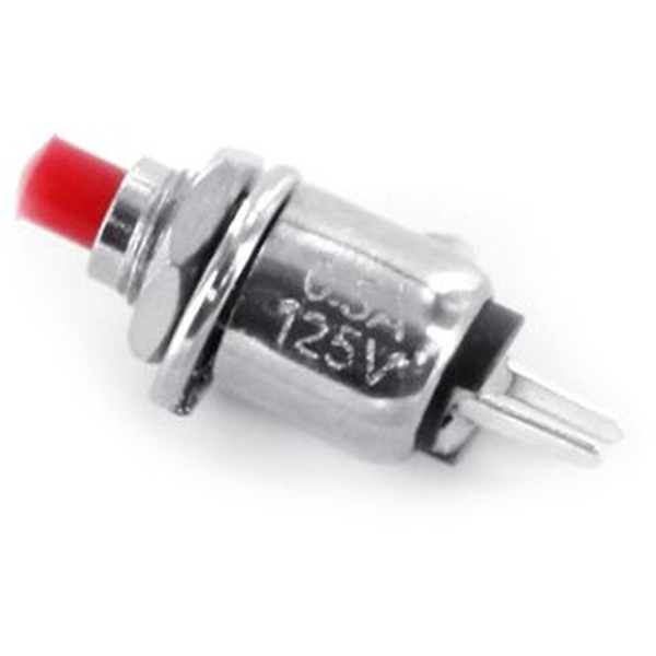 Subminiatur Drucktaster 7mm, roter Druckknopf, Einlochmontage
