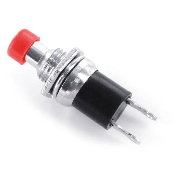 Miniatur Drucktaster Schliesser einpolig, Rot, Metallhals, Gehäuseeinbau, 0,5A 30V