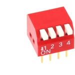Miniatur DIP Schalter 4-pol Rastermass 2,54mm  / im Piano-Gehäuse
