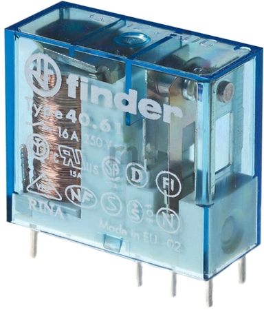 Relais mit kurzen Pins 1x Wechsler 16 A 12 Vdc, Serie 40 finder 40.61.7.012.2320