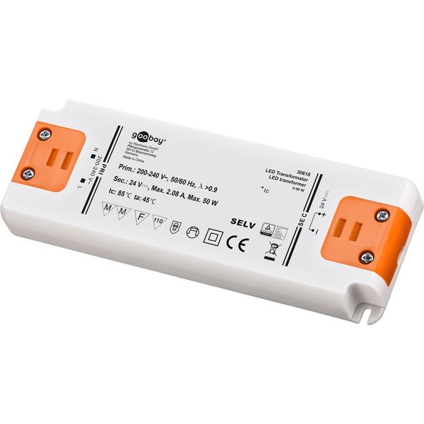 LED-Trafo 24 V (DC)/50 W, 24 V DC für LEDs bis 50 W Gesamtlast Goobay 30618
