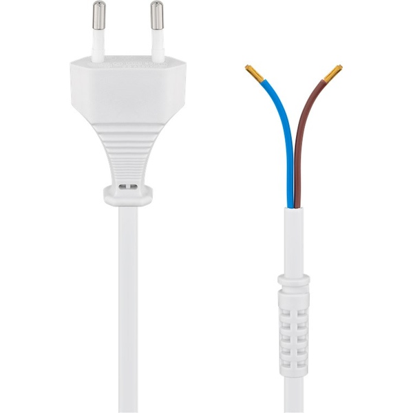Euro Kabel zum Konfektionieren, 1,5 m, Weiß Eurostecker (Typ C, CEE 7/16) > lose Kabelenden Goobay 50503