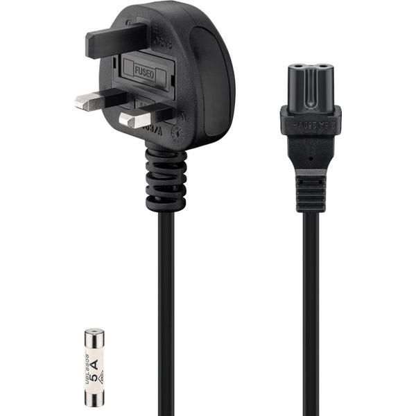UK - Netzanschlusskabel, 1,5 m, Schwarz UK 3-Pin-Stecker (Typ G, BS 1363) > Gerätebuchse C7 Goobay 45785