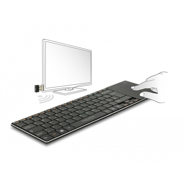 Delock Funktastatur für Smart TV und Windows PCs mit Touchpad 6mm flach Delock 12454