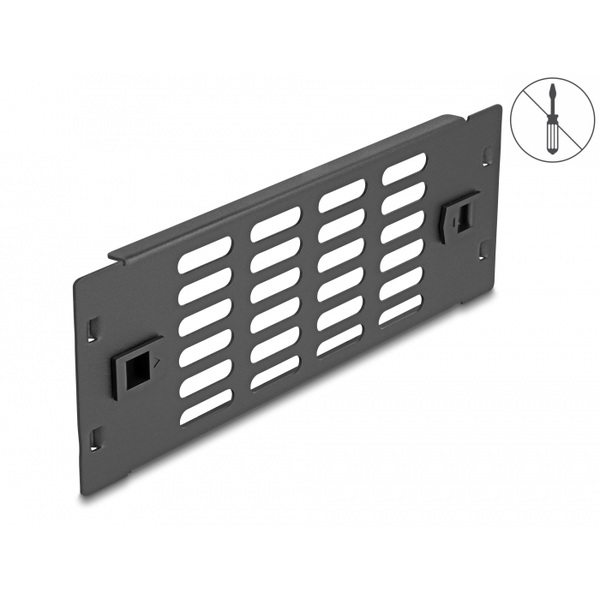 Delock 10 Zoll Netzwerkschrank Panel mit Lüftungsschlitzen werkzeugfrei 2 HE schwarz Delock 66986