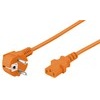 Kaltgerätekabel, Netzkabel, Schutzkontaktstecker gewinkelt auf C13, orange, 3x 1qmm, 3m