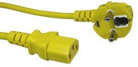 Kaltgeräte Netzkabel 1,8m, Gelb, 0,75mm², Schutzkontaktstecker gewinkelt rmLine 11391