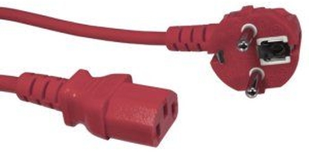 Kaltgeräte Netzkabel 1,8m, Rot, 0,75mm², Schutzkontaktstecker gewinkelt Yung-Li CB-N-RO