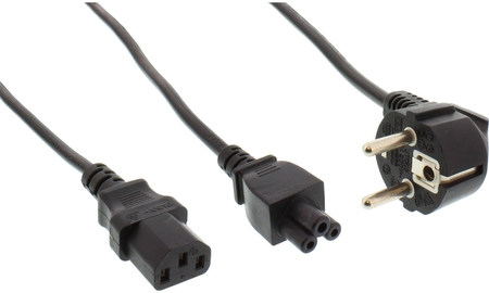 Y-Stromkabel, Schutzkontakt Winkelstecker auf C13 & C5, 2m InLine 16653D