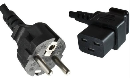 Netzkabel für Server, Schutzkontaktstecker  auf C19 Winkelstecker, 1mm², 1,8m Yung-Li CB-19-90