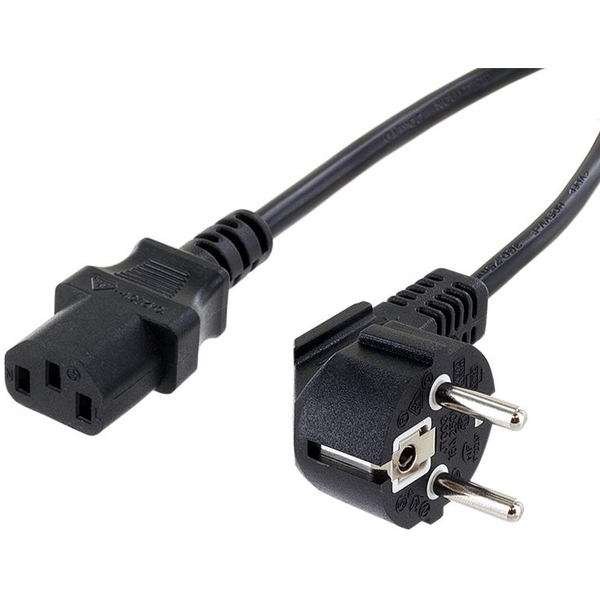 Kaltgerätenetzkabel, 1qmm, Schutzkontakt Winkelstecker auf C13, schwarz, 3m