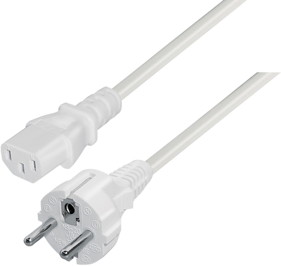 Kaltgerätekabel 0,75mm², Schutzkontaktstecker gerade auf C13 gerade, weiß, 1,5m rmLine 41579