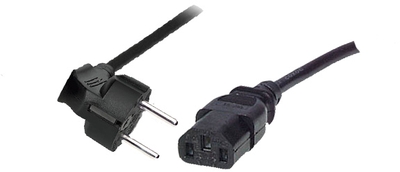 Kaltgerätekabel, Schutzkontakt-Stecker abgewinkelt an C13, schwarz, 15m