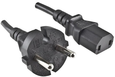 Stromkabel Europa 2m, 1mm²,  CEE 7/17 Konturenstecker und C17 gerade Schwarz Yung-Li CB-C-17