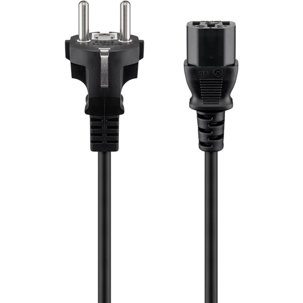 Kaltgeräte Netzkabel 3m, 1mm², Schutzkontaktstecker und C13 gerade