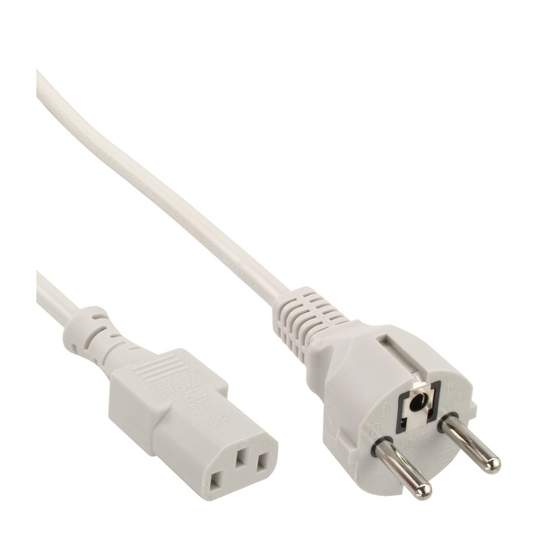 Kaltgerätekabel, Schutzkontaktstecker gerade auf C13, 0,75mm², grau, 1m InLine 16651S