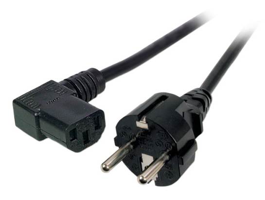 Netzkabel mit gewinkeltem Schukostecker - C13-Kupplung - Schwarz