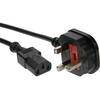 Kaltgerätekabel für England, Netzstecker auf C13 7A Sicherung 1,8m InLine 16652E