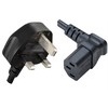 Stromkabel England, Stecker Typ G auf C13 90° oben, 1,8m rmLine 19157