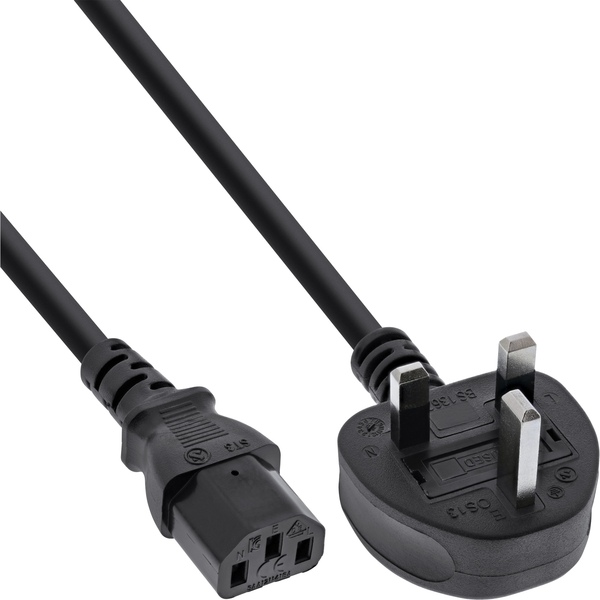 Kaltgerätekabel für England, Netzstecker auf C13, 13A Sicherung, 1qmm, 5m InLine 16655E