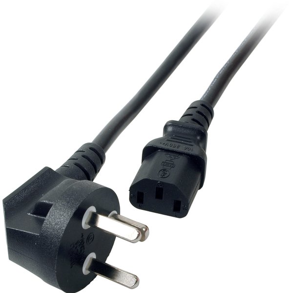 Netzleitung Dänemark, Stecker Typ K gewinkelt (90°) auf C13 180°, schwarz, 3x 0,75mm² , 1,8m EFB Elektronik EK539.1,8