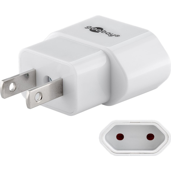Netzadapter Euro-Buchse (Typ C, CEE 7/16) auf USA/Japan-Stecker 2-polig, weiss Goobay 45345
