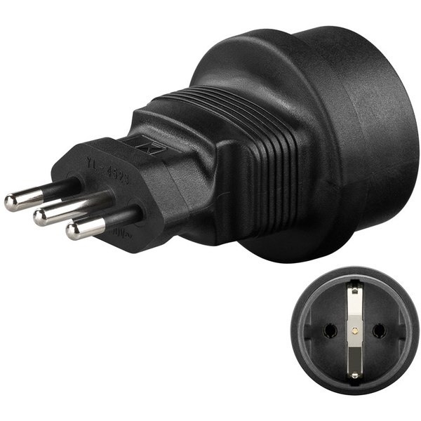 Netzadapter Schutzkontaktbuchse (Typ F, CEE 7/4) > Italien-Stecker (Typ L, CEI 23-16-VII) Goobay 95305