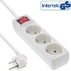 3er Steckdosenleiste mit beleuchtetem Schalter und Kindersicherung, weiss, GS-geprüft, 1,5m InLine 16431T