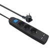 Steckdosenleiste, 3-fach, 2x USB Ladebuchse, Schalter, schwarz 1,5m Maxtrack NV 56-1,5