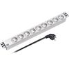 19 ZollSteckdosenleiste 9-fach schwarz ohne Schalter,  2m Zuleitung EFB Elektronik 691683