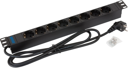 19 Zoll Steckdosenleiste 8-fach, 2m Zuleitung, Schutzkontakt-Winkelstecker, inkl. Befestigungsmaterial Tritón RAB-PD-X02-A1