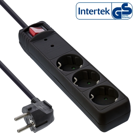 Steckdosenleiste üSS, 3-fach- Schalter, 1,5m InLine 16431P
