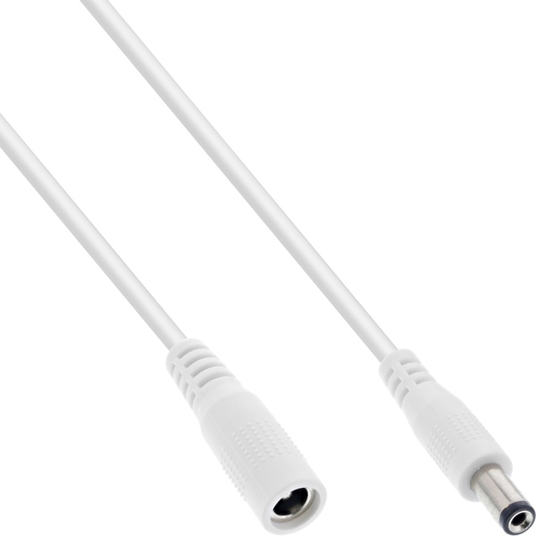 DC Verlängerungskabel, DC Stecker/Buchse 5,5x2,1mm, AWG 18, 140 Watt, weiß, 2m Inline 26902E