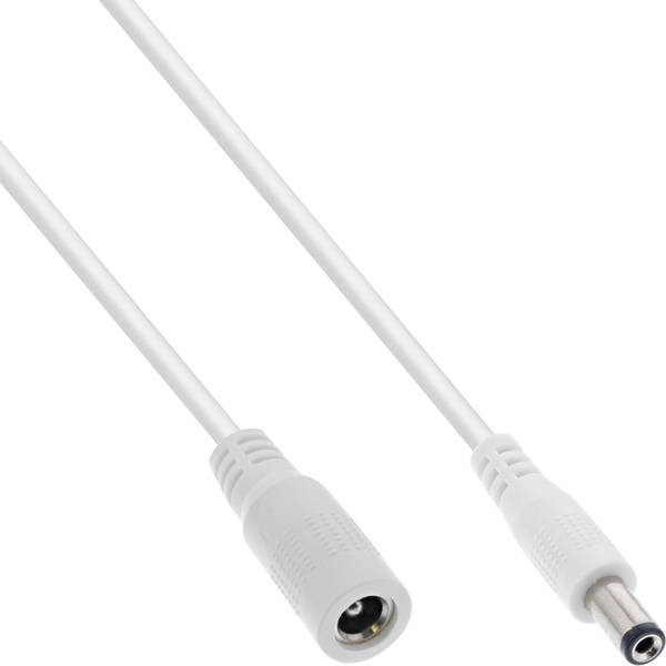 DC Verlängerungskabel, DC Stecker/Buchse 5,5x2,5mm, AWG 18, 140 Watt, weiß, 3m Inline 26903F