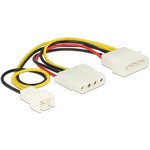 Stromkabel 4 PIN Molex Buchse auf 4 PIN Molex Stecker + 2 Pin Stecker (L&uuml;fter) 14 cm Delock 83658