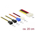 Kabel Stromversorgung Molex 4 Pin Buchse auf 4 x 2 Pin L&uuml;fter (12 V / 7 V / 5 V) 20cm Delock 85516