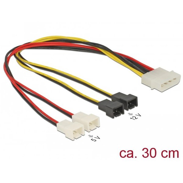 Delock Kabel Stromversorgung Molex 4 Pin Buchse auf 4 x 2 Pin Lüfterstecker Delock 83343