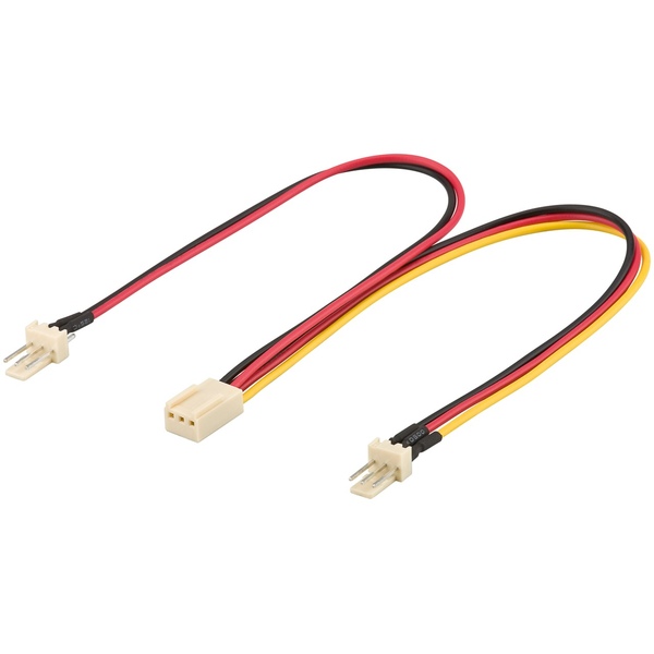 PC Lüfter Y Stromkabel, 3 Pin Stecker/Buchse,  3 PIN Buchse auf 2x 3 PIN Stecker, ca. 22cm Goobay 93880