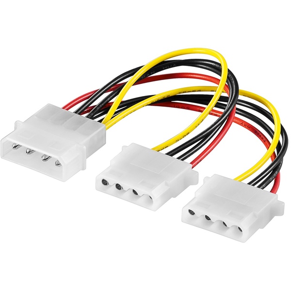 Molex Y-Stromkabel, 1x Molex Buchse auf 2x Molex Stecker, gerade , ca. 15cm Goobay 50684