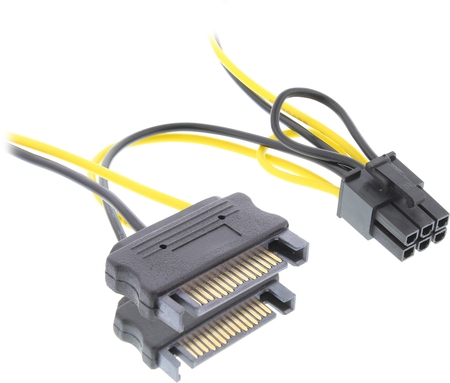 SATA Stromadapter intern, 2x SATA zu 6 pol ATX, 15cm InLine 26628B
