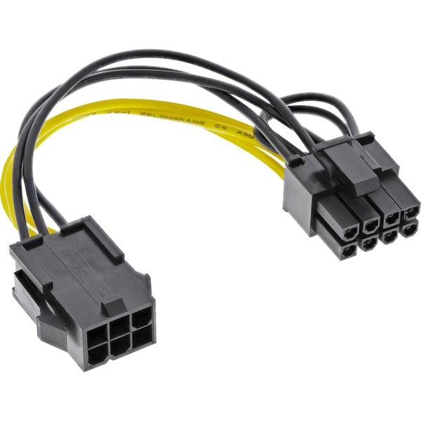 PCI Express 6 PIN Kupplung auf 8 PIN Stecker Adapter für Grafikkarten InLine 26626